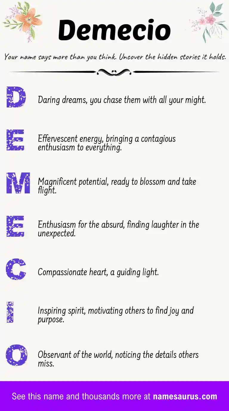 Acrostic poem about Demecio.