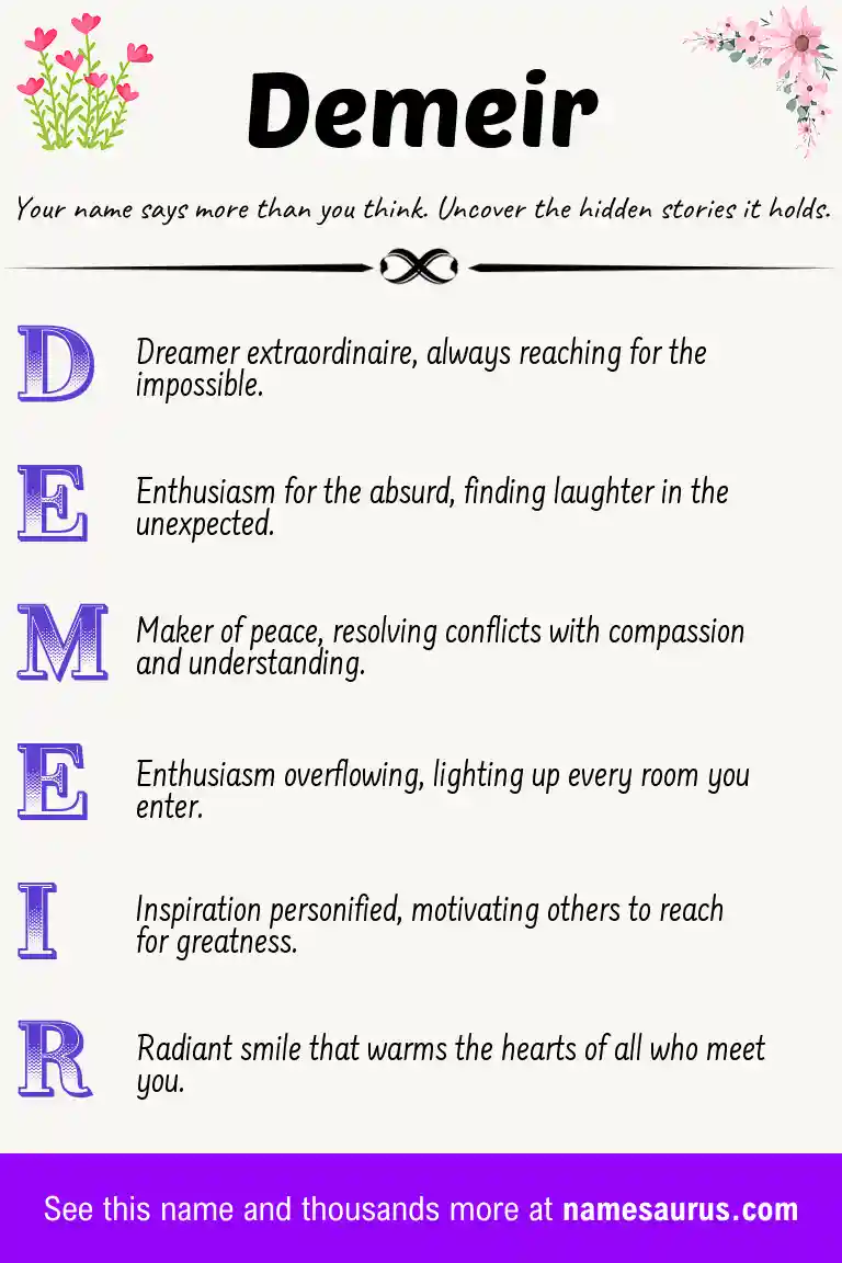 Acrostic poem about Demeir.