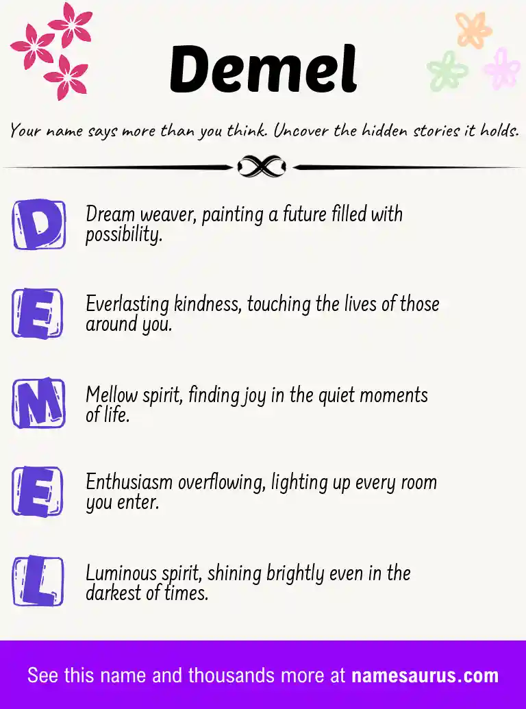 Acrostic poem about Demel.