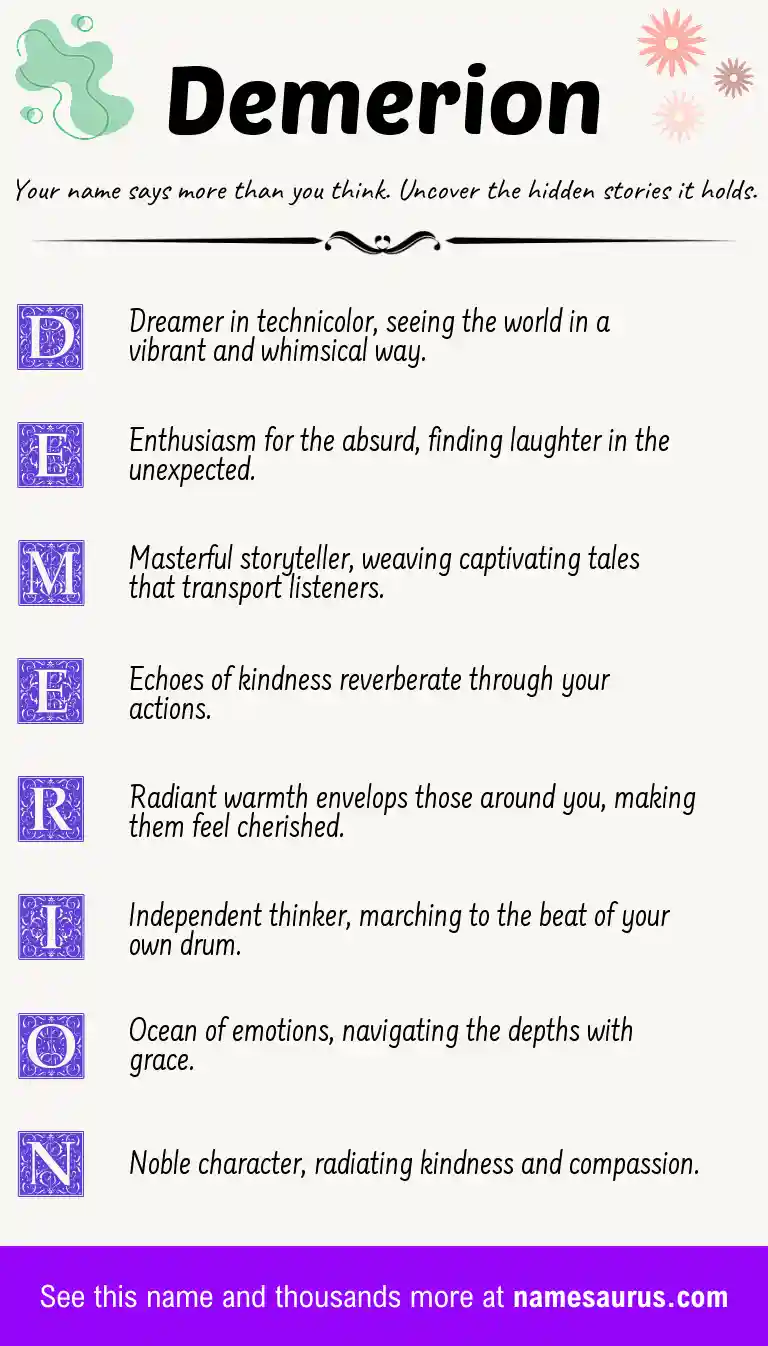 Acrostic poem about Demerion.