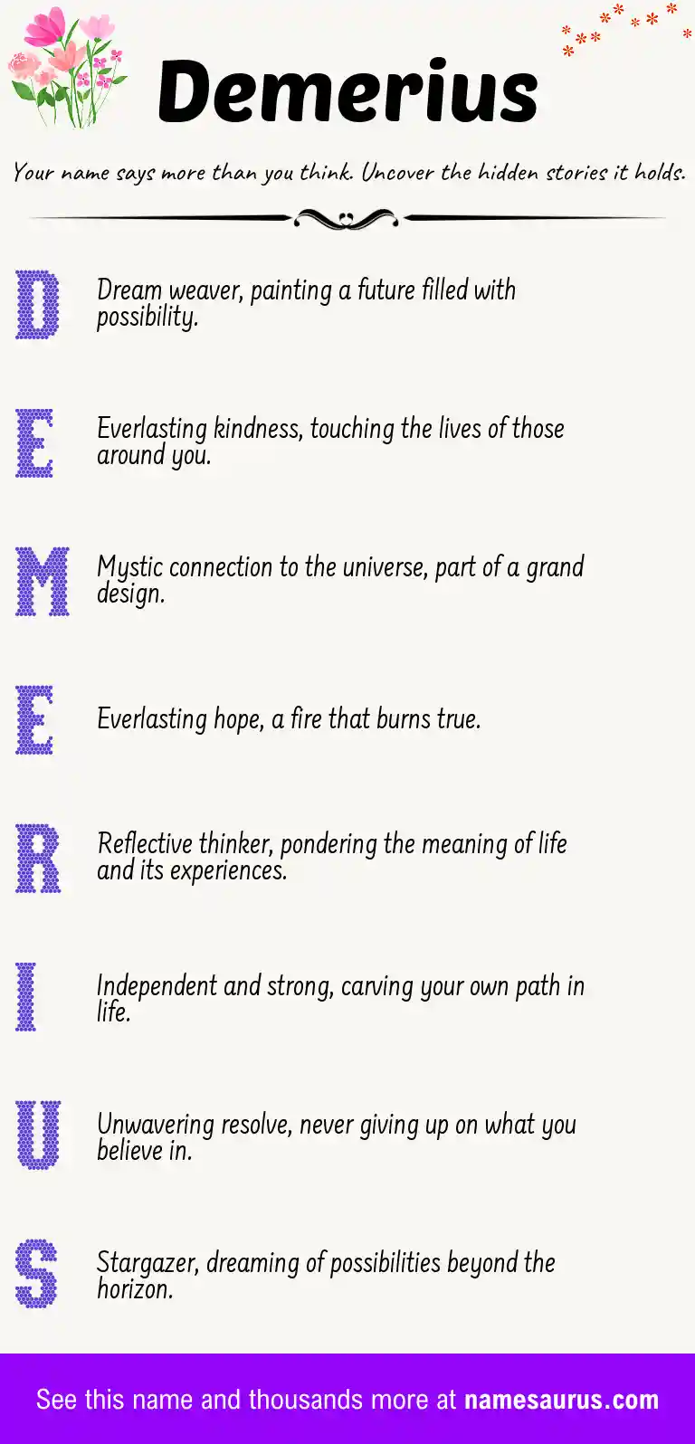 Acrostic poem about Demerius.