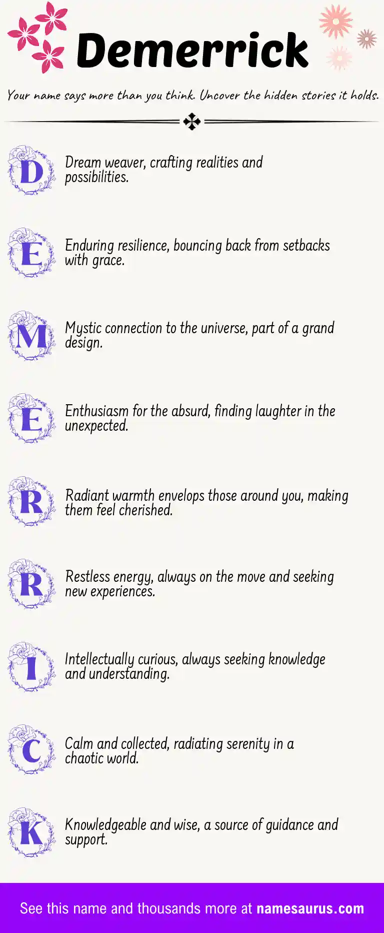 Acrostic poem about Demerrick.