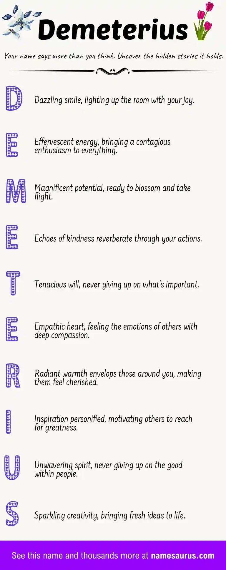 Acrostic poem about Demeterius.