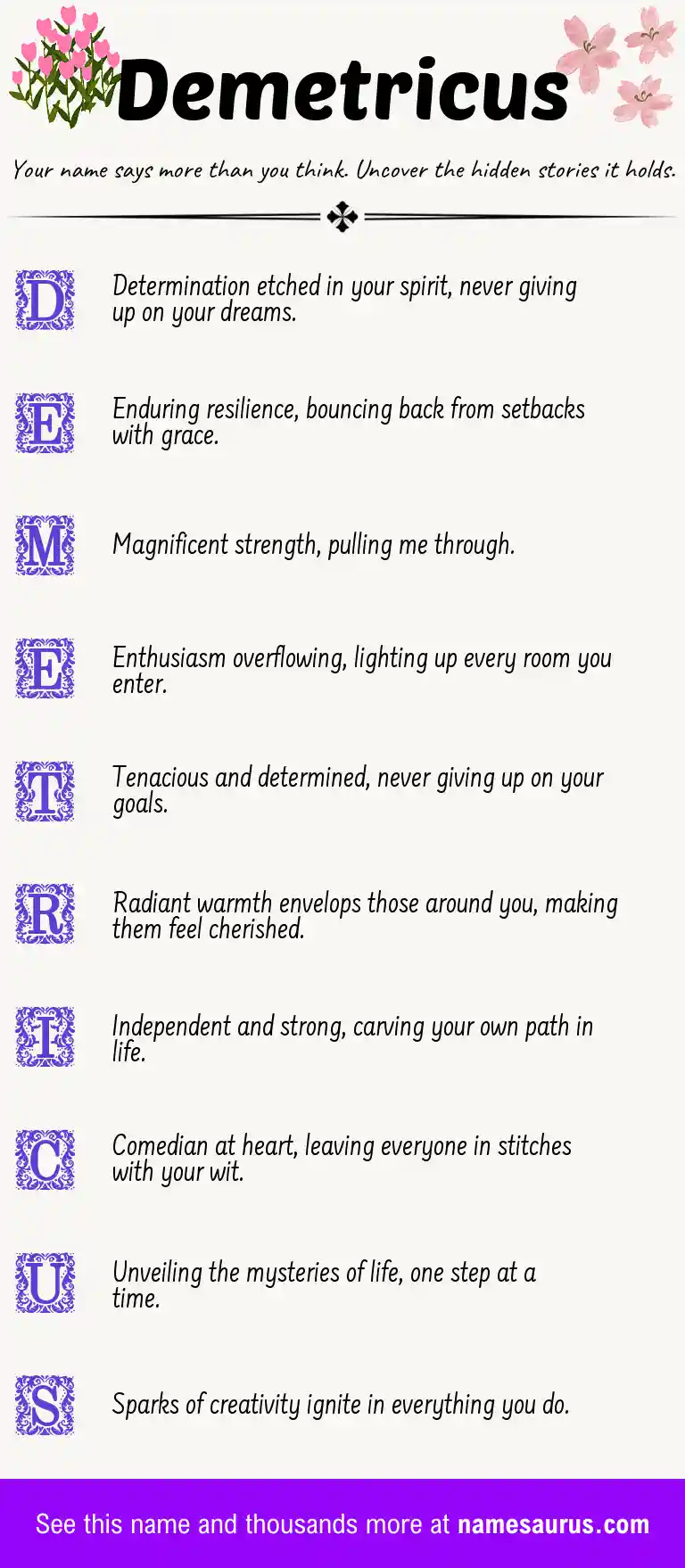 Acrostic poem about Demetricus.