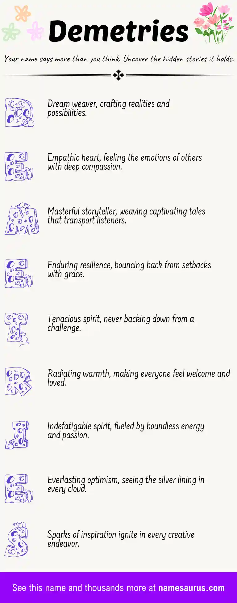 Acrostic poem about Demetries.