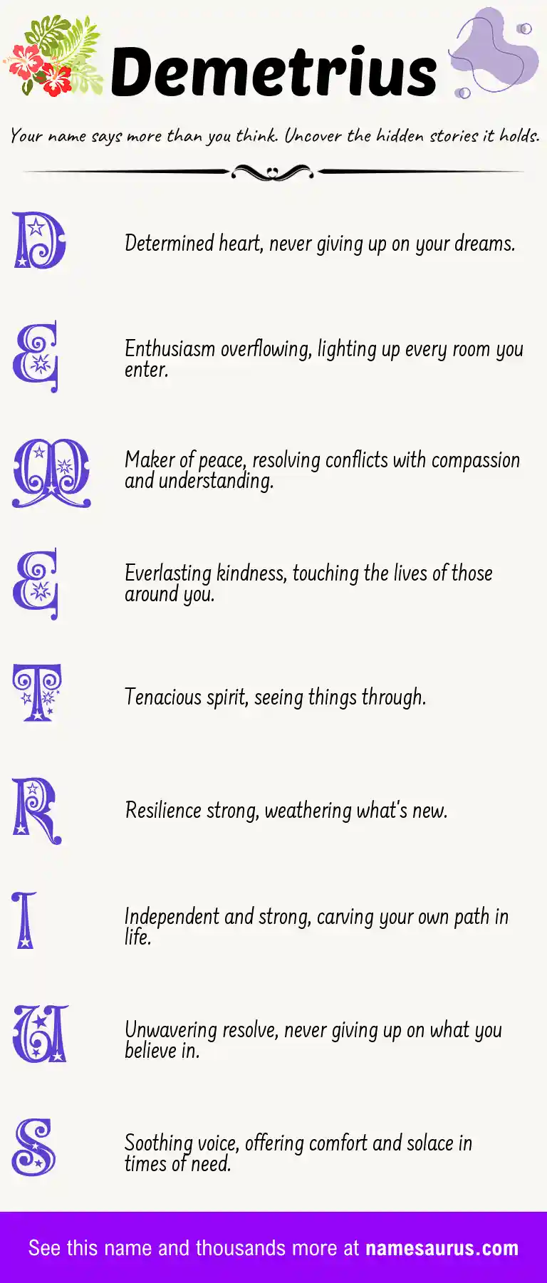 Acrostic poem about Demetrius.