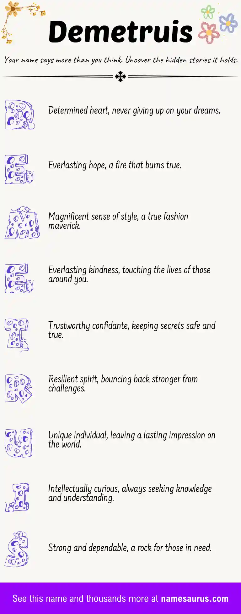 Acrostic poem about Demetruis.