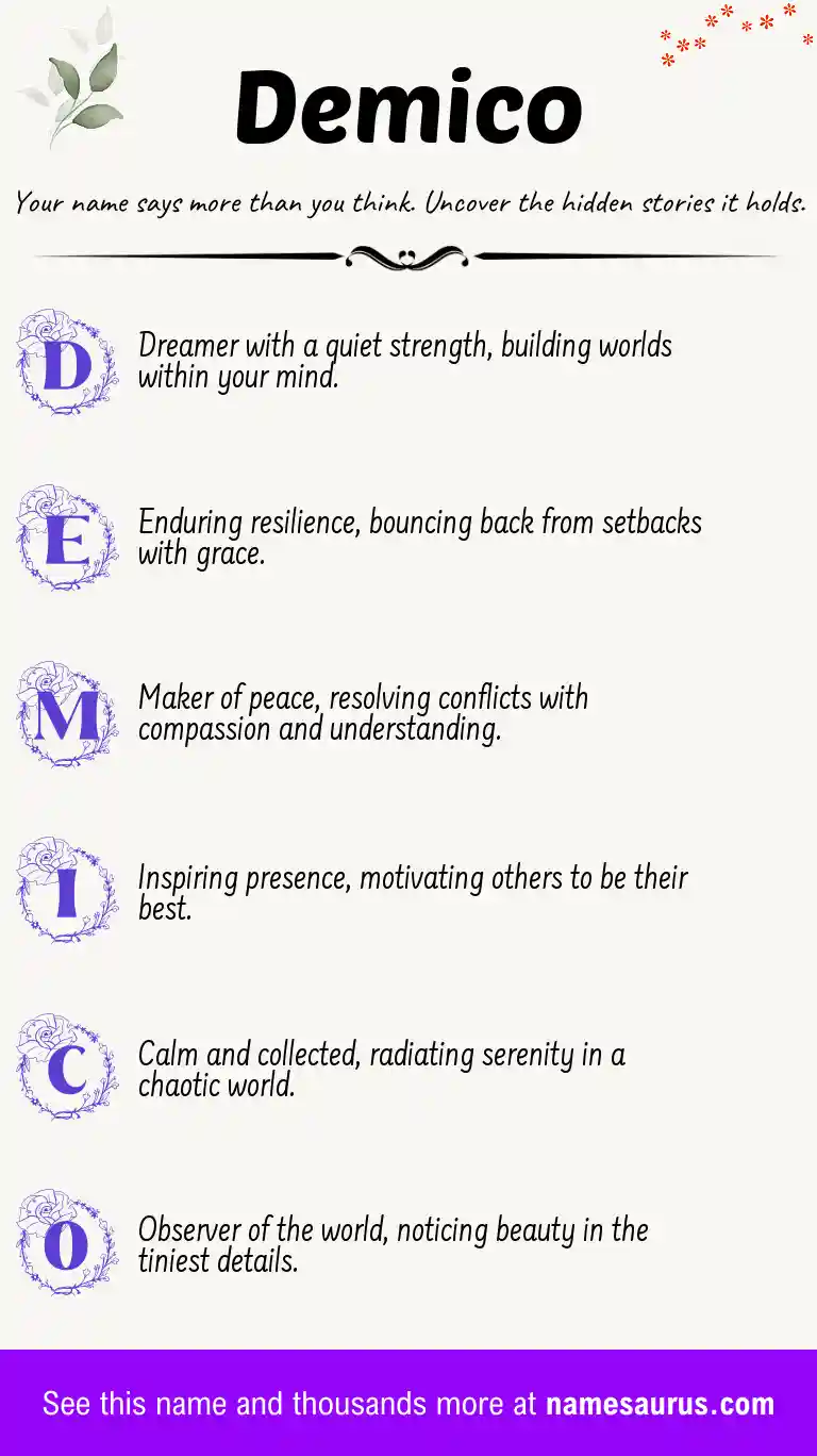 Acrostic poem about Demico.