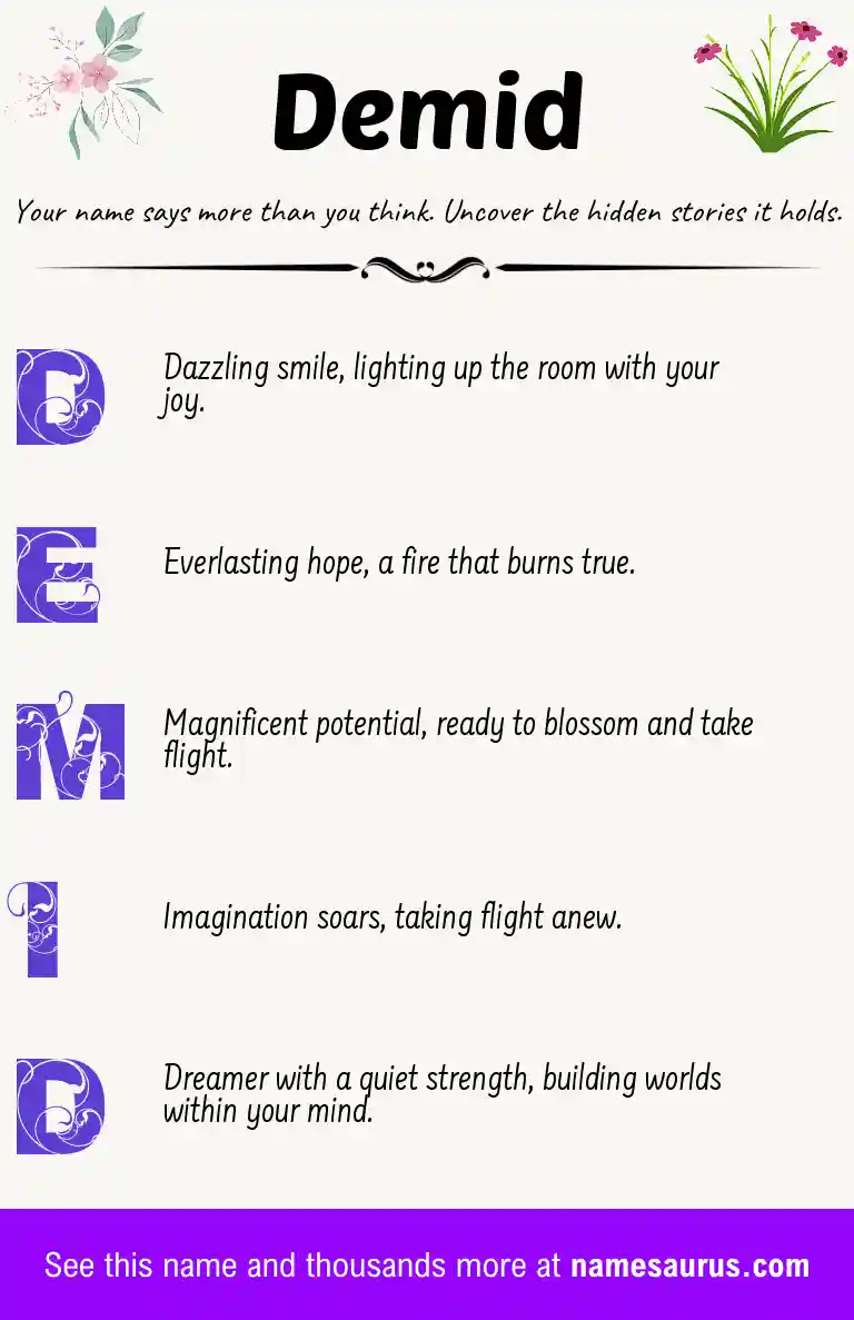Acrostic poem about Demid.