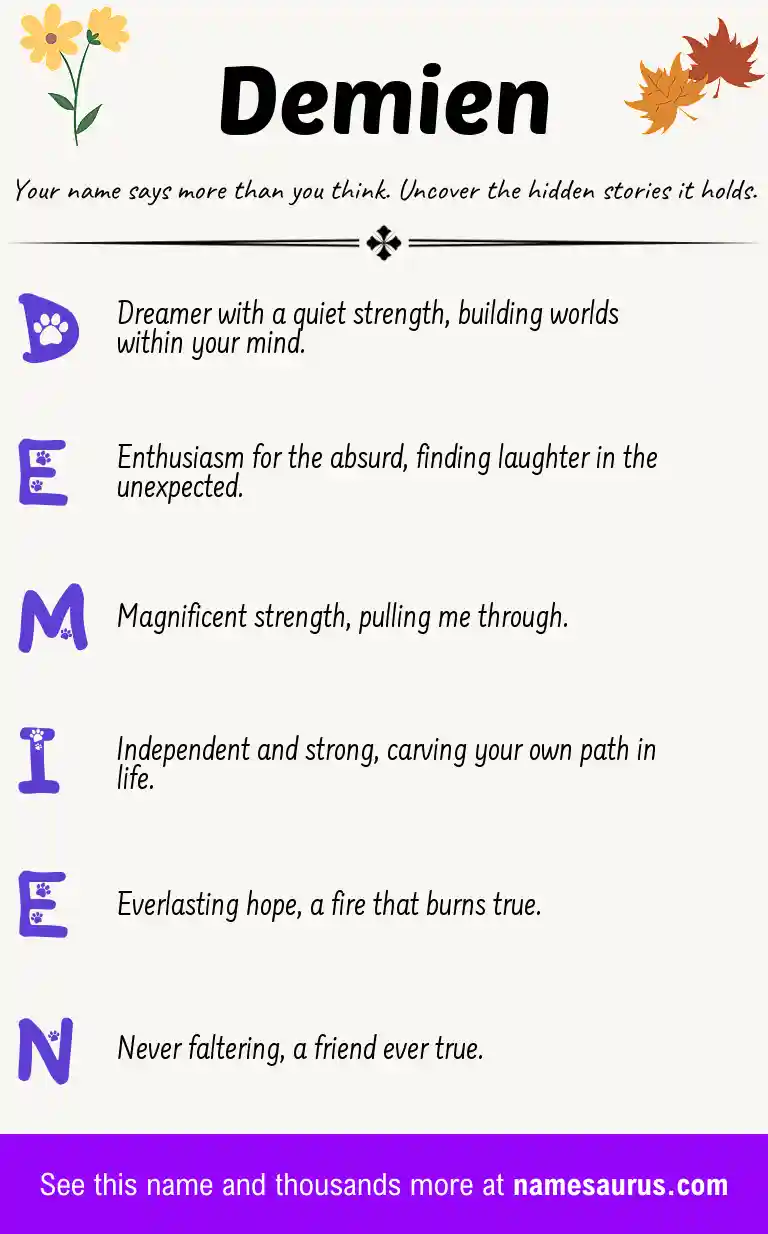 Acrostic poem about Demien.