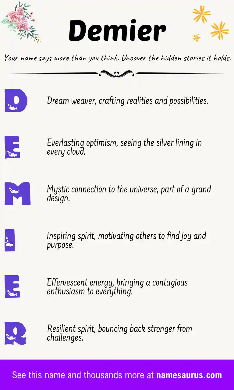 Acrostic poem about Demier.