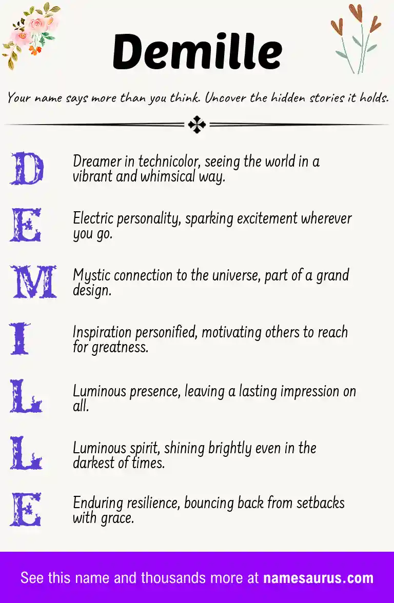 Acrostic poem about Demille.