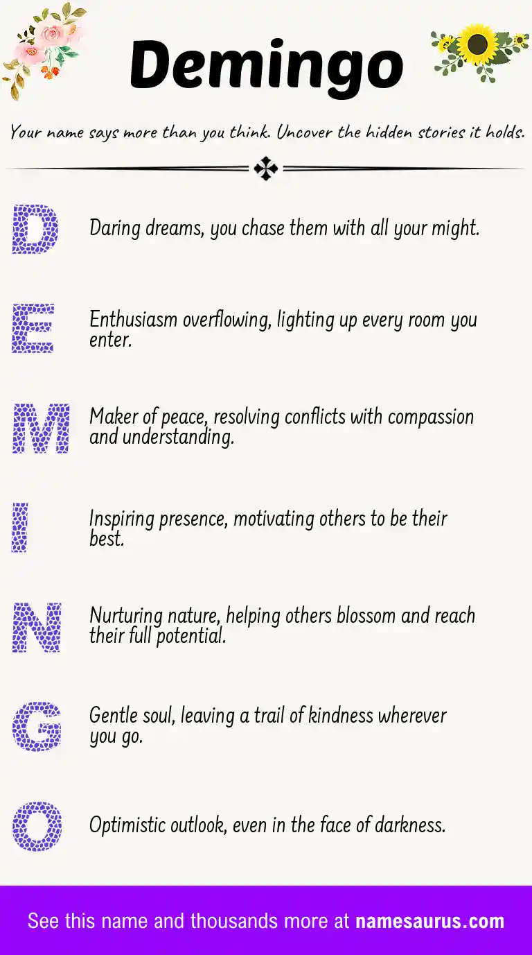 Acrostic poem about Demingo.