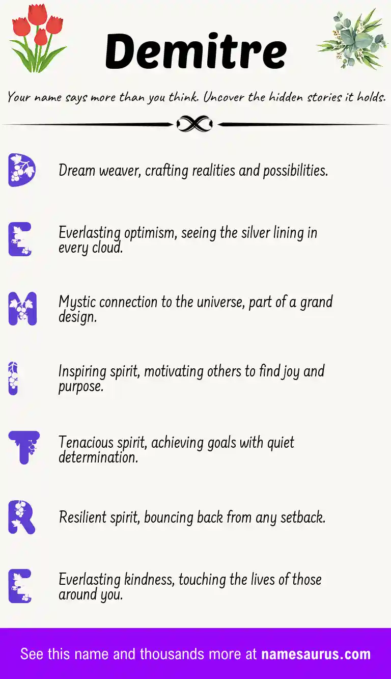 Acrostic poem about Demitre.