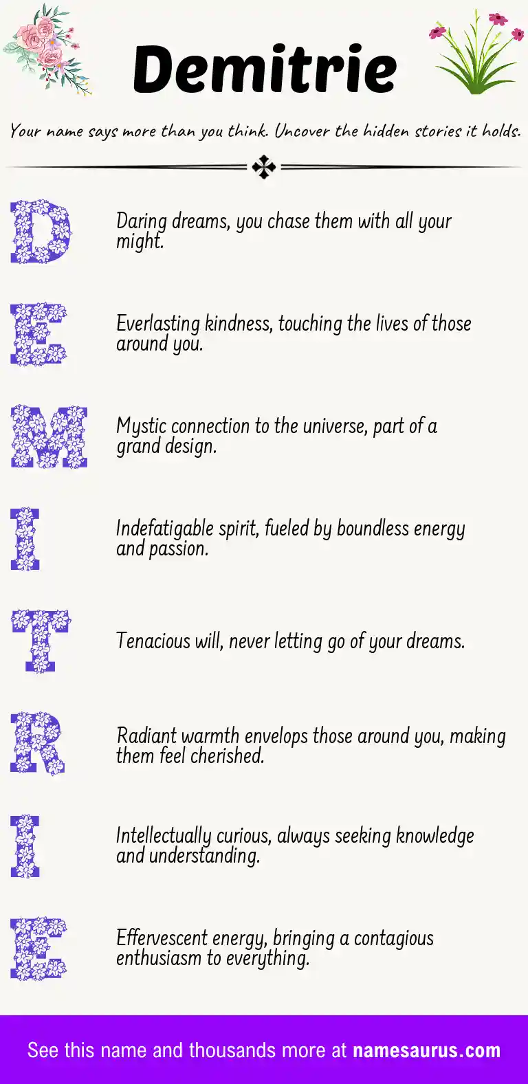 Acrostic poem about Demitrie.