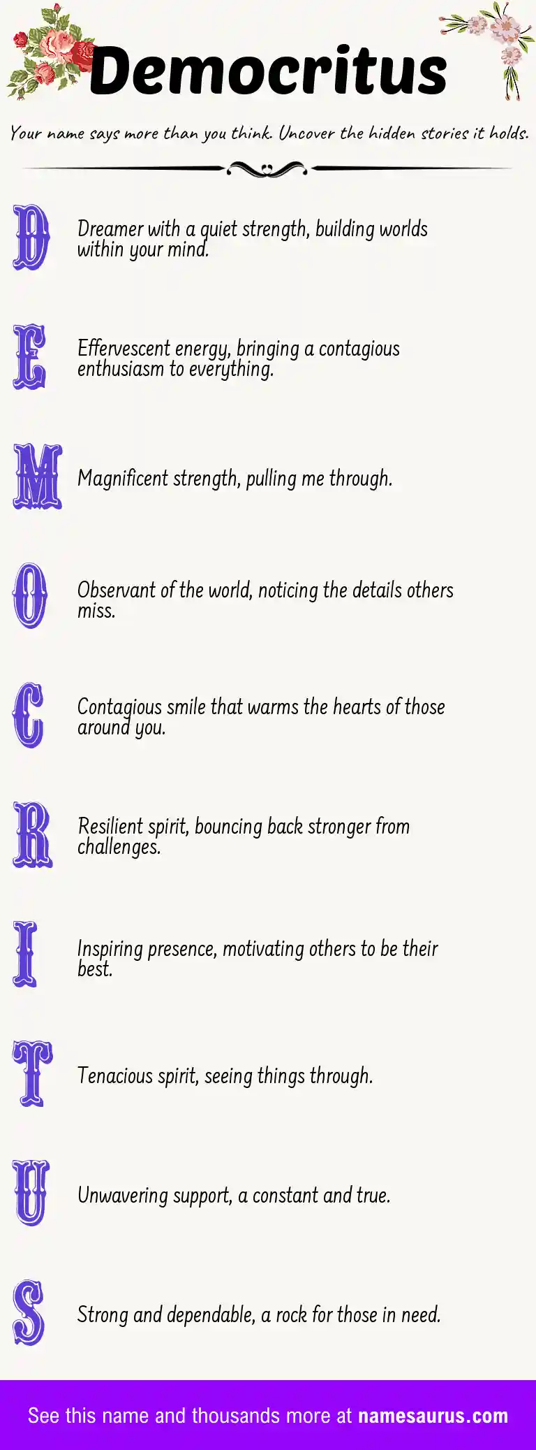 Acrostic poem about Democritus.