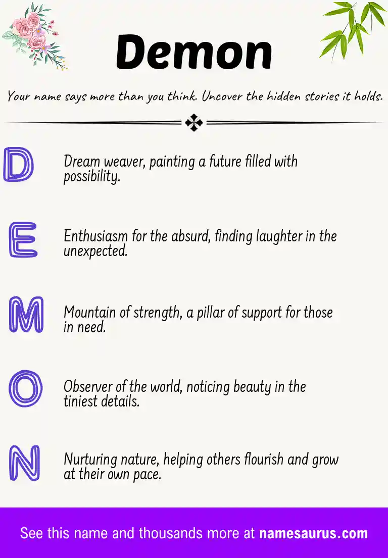 Acrostic poem about Demon.