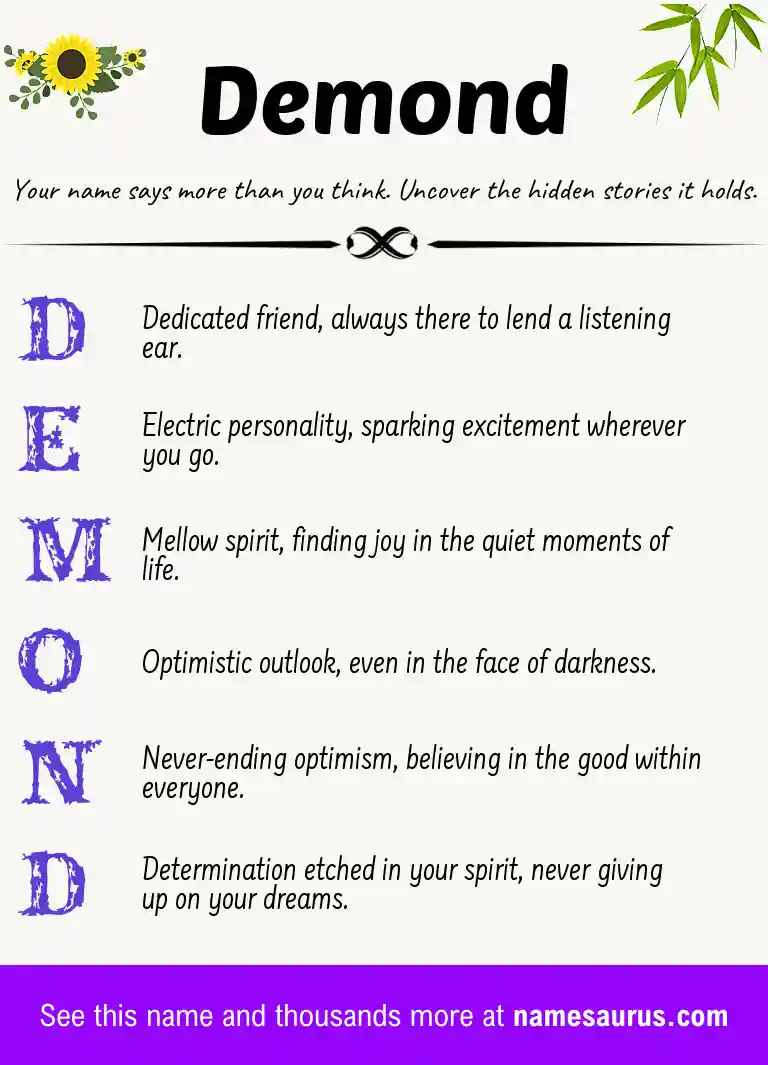 Acrostic poem about Demond.
