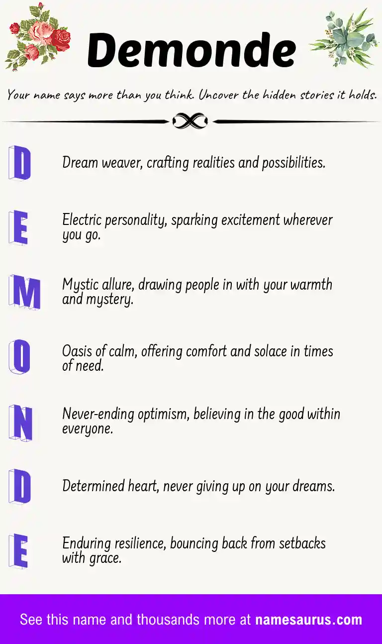 Acrostic poem about Demonde.