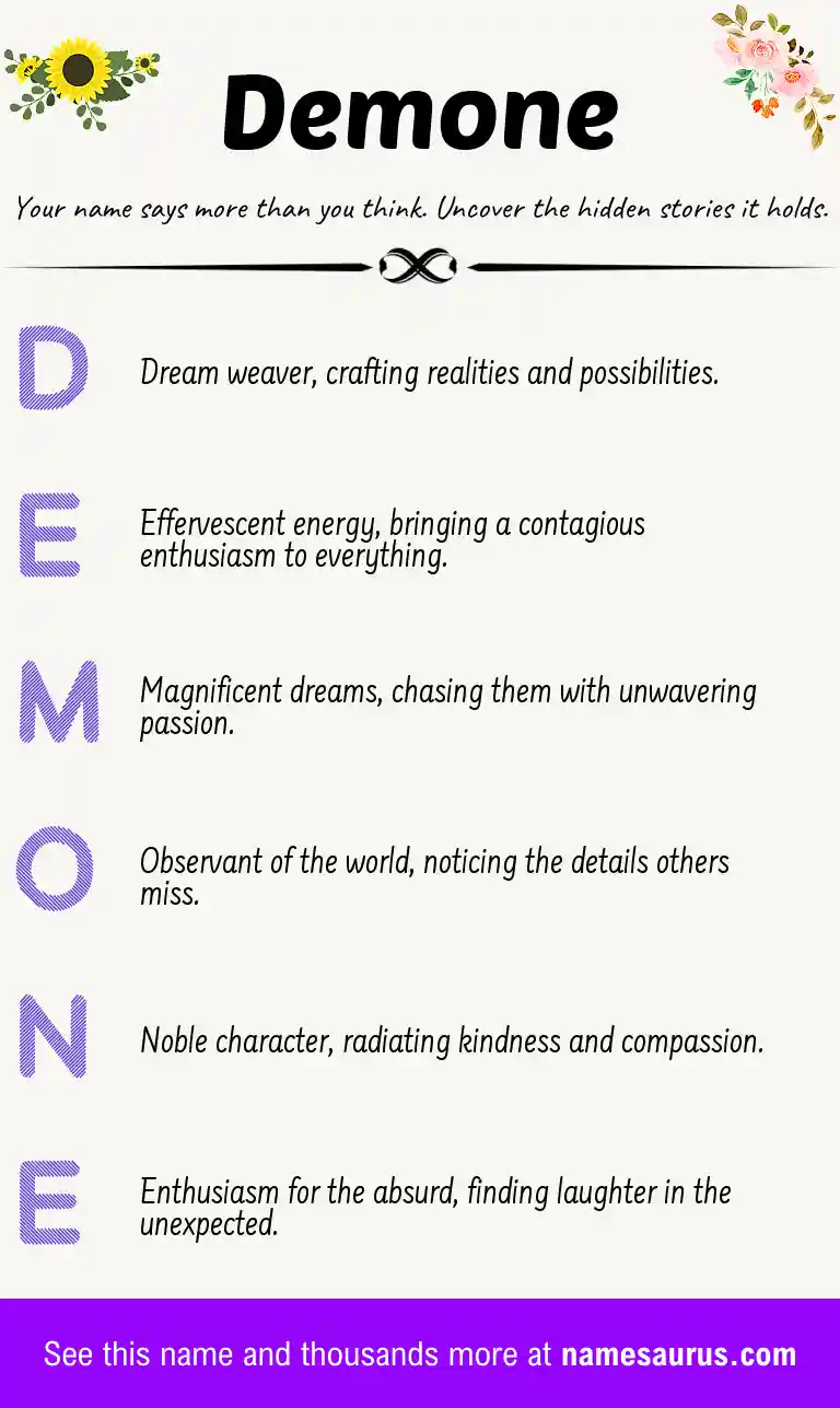 Acrostic poem about Demone.