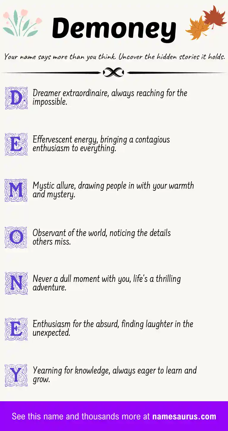 Acrostic poem about Demoney.