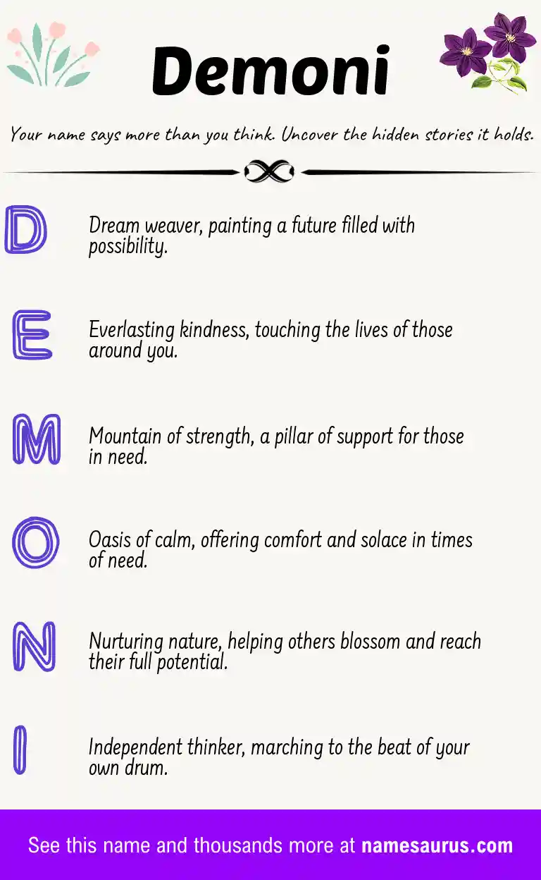 Acrostic poem about Demoni.