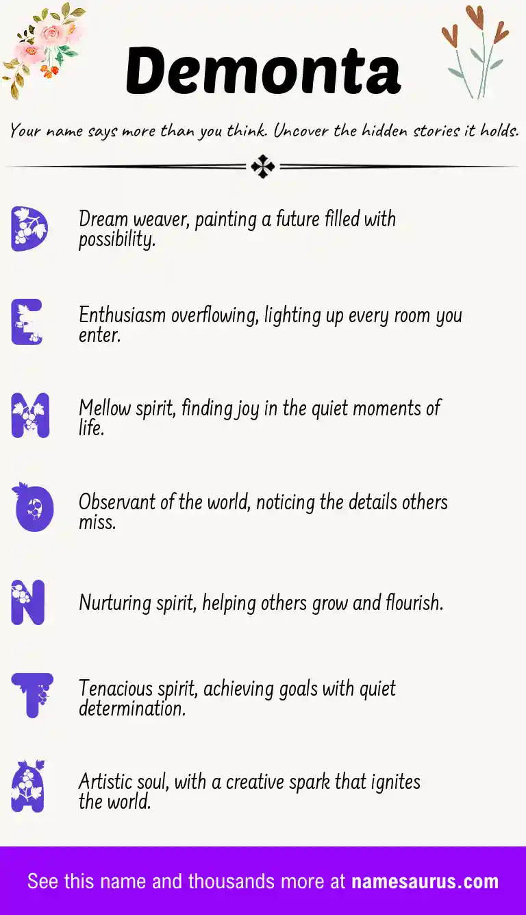 Acrostic poem about Demonta.