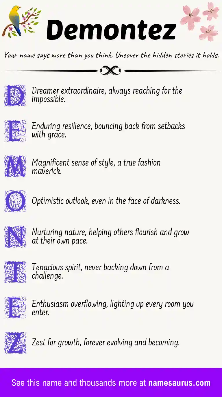 Acrostic poem about Demontez.