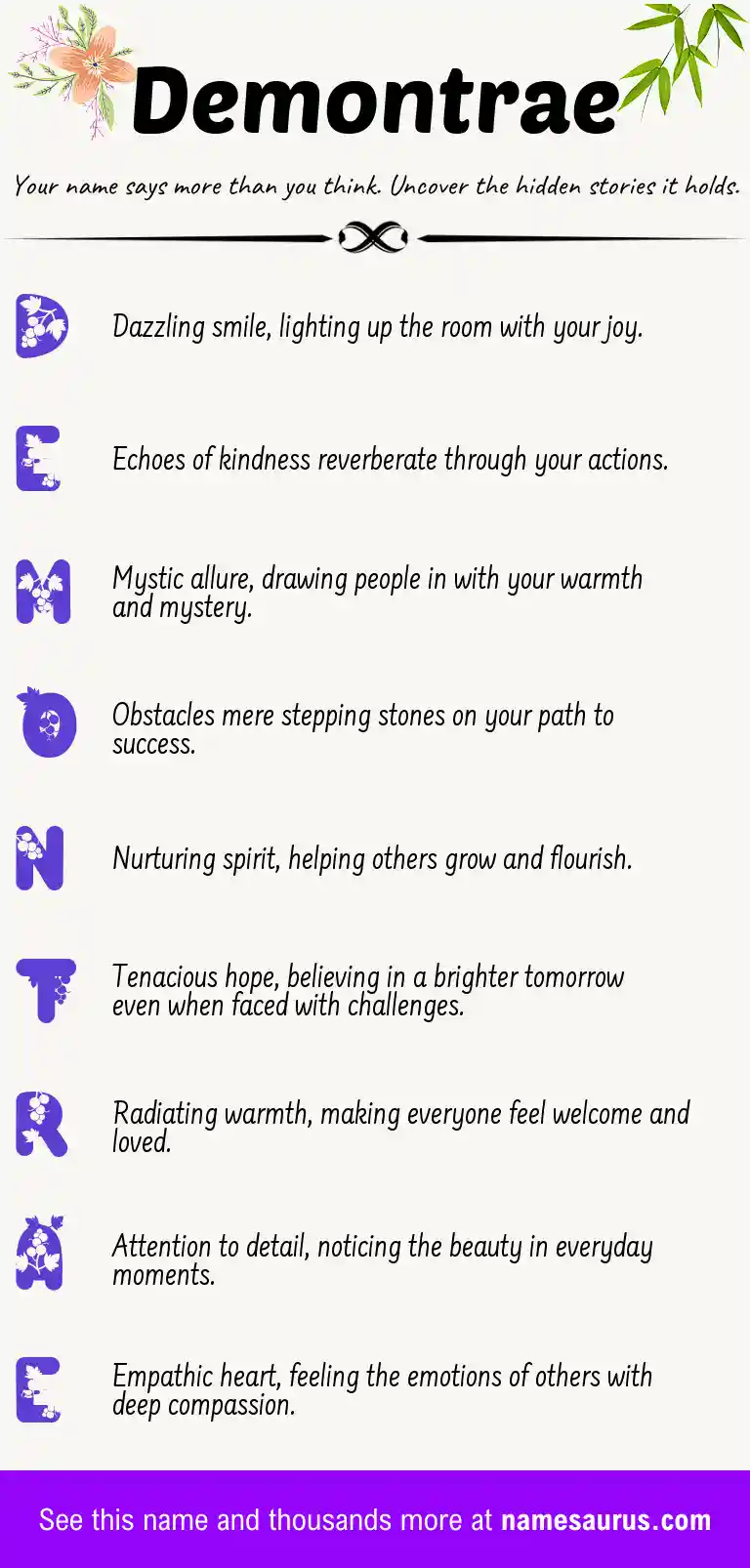Acrostic poem about Demontrae.