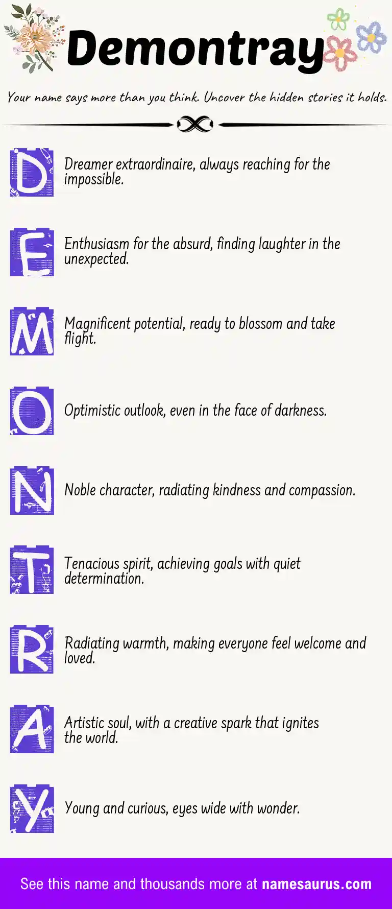 Acrostic poem about Demontray.