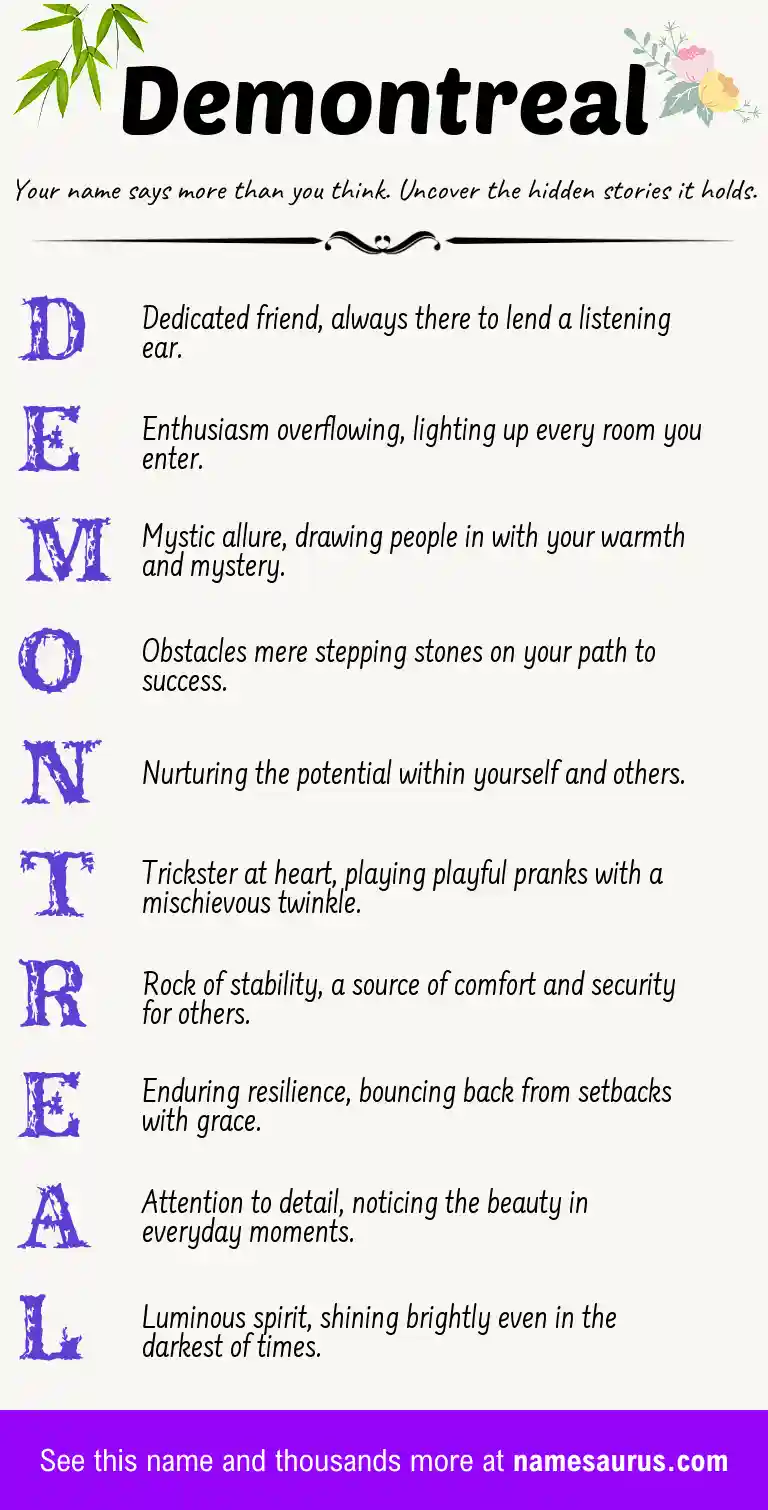 Acrostic poem about Demontreal.