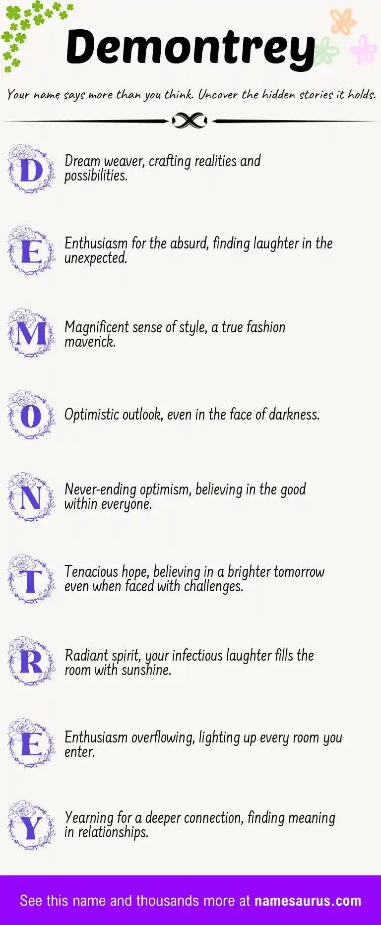 Acrostic poem about Demontrey.