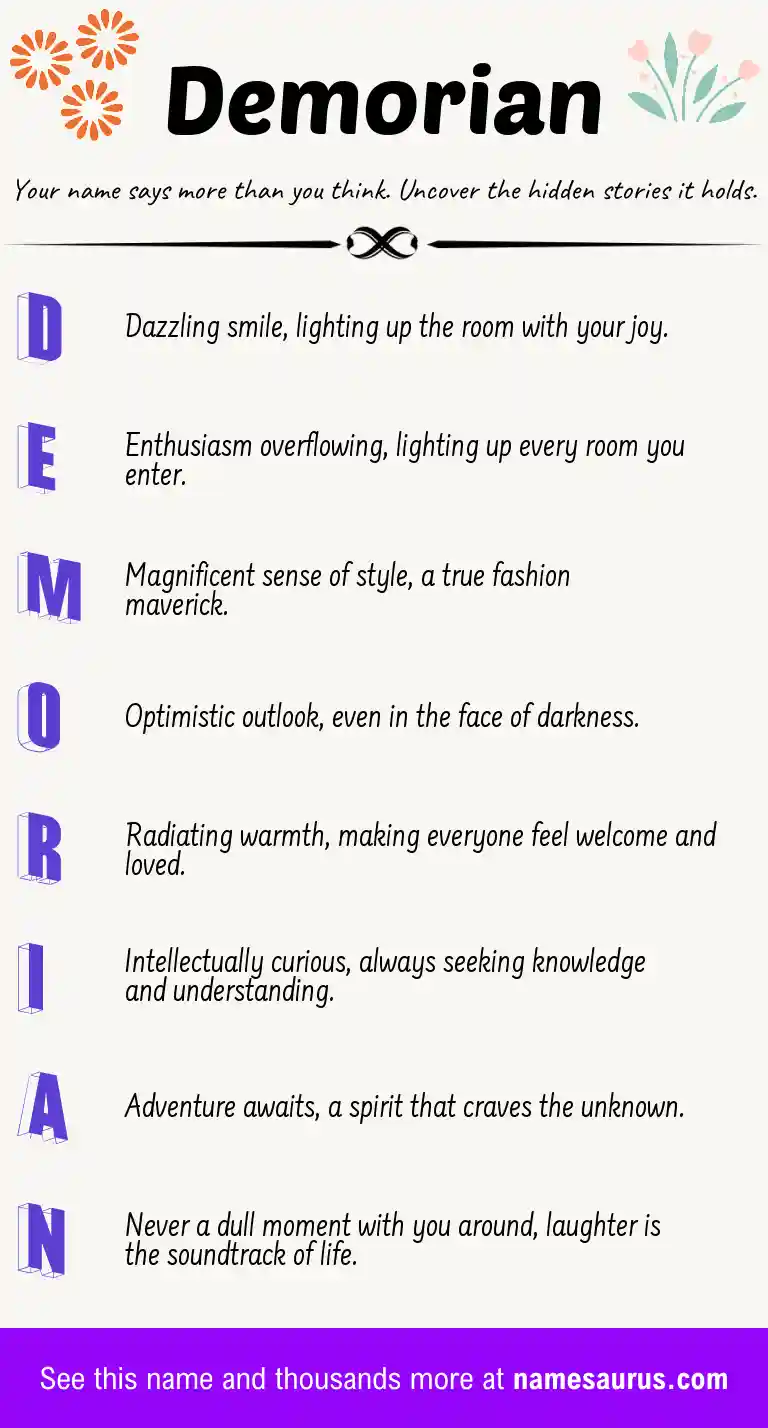 Acrostic poem about Demorian.