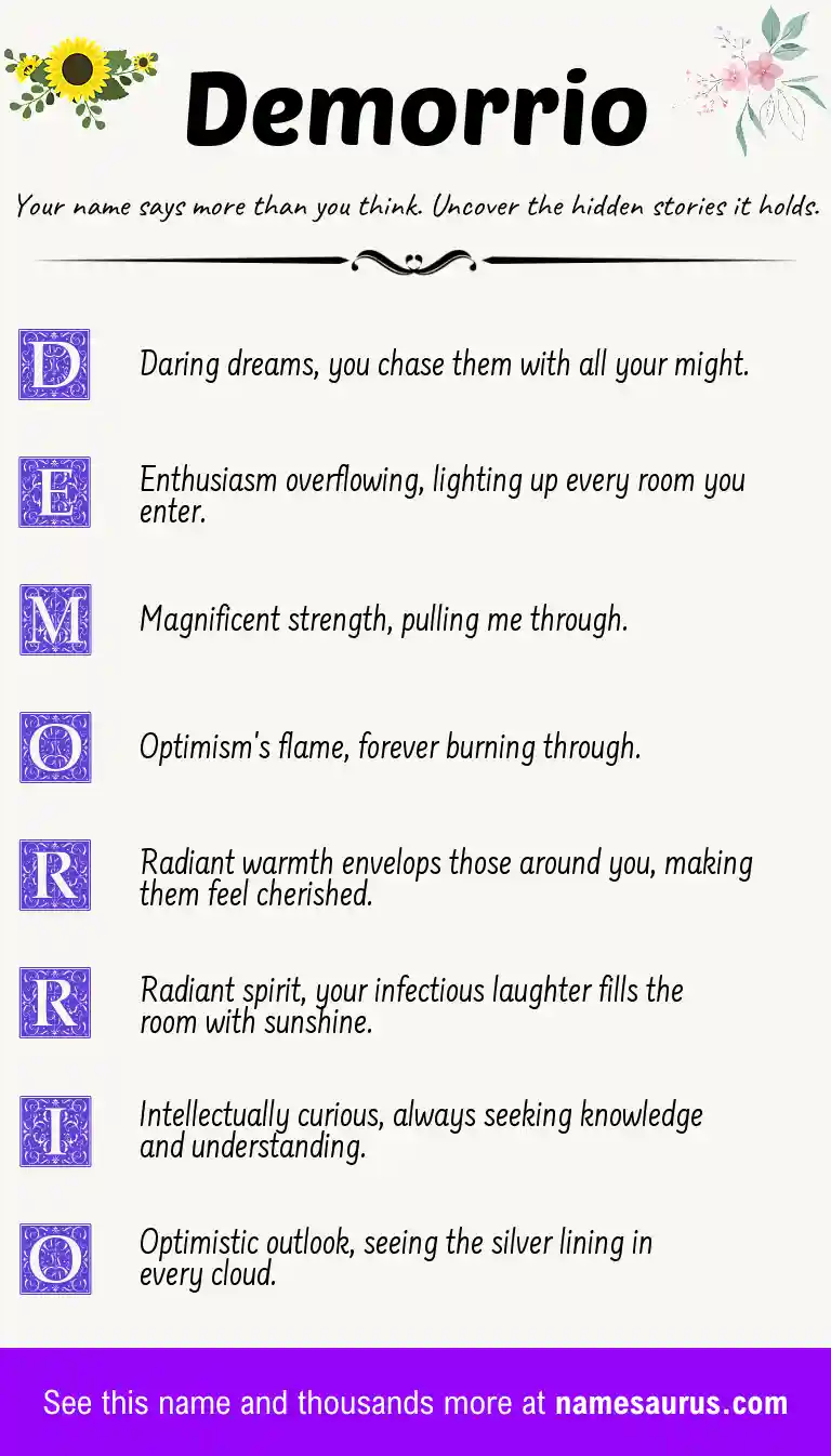 Acrostic poem about Demorrio.