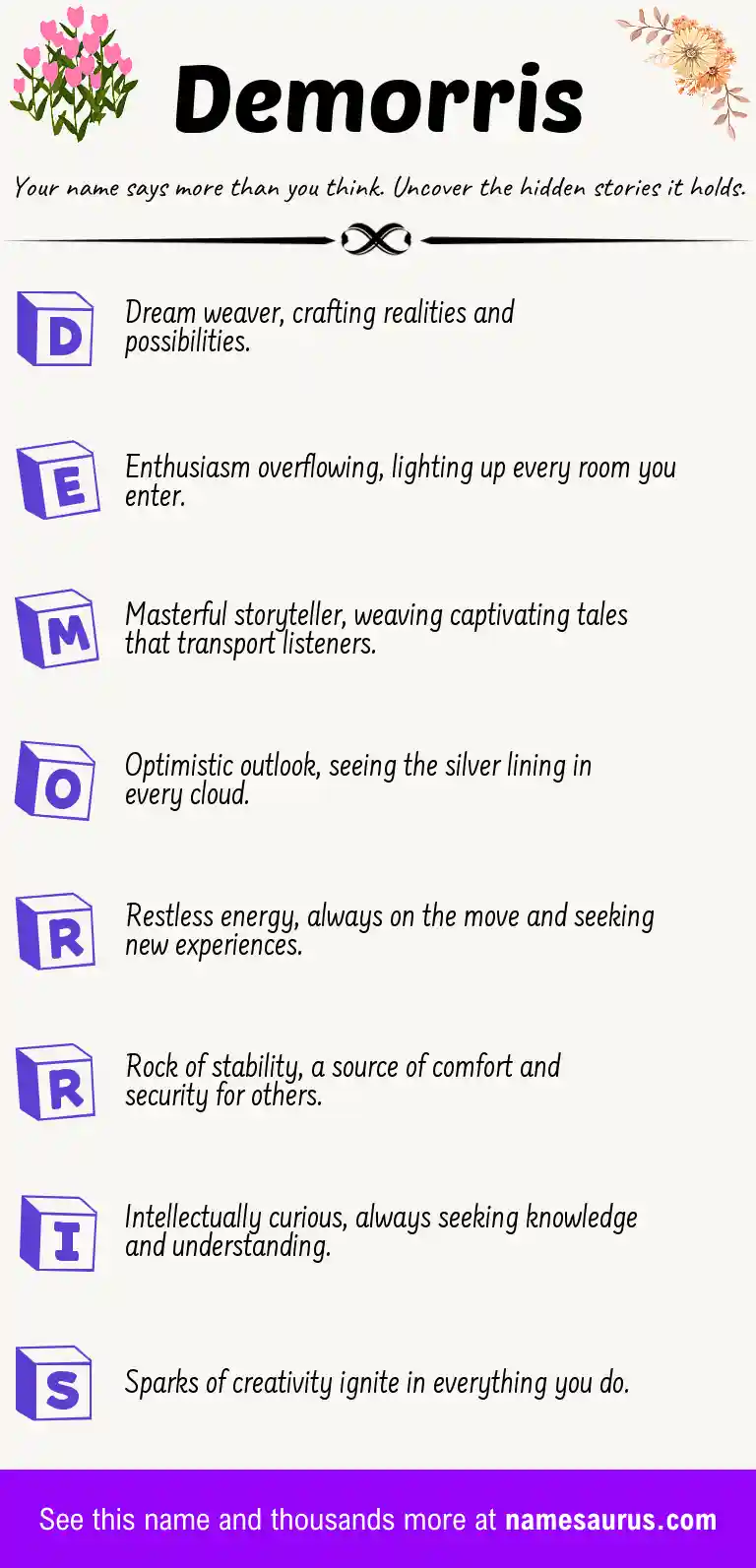 Acrostic poem about Demorris.