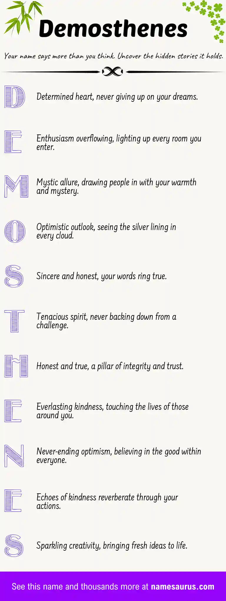 Acrostic poem about Demosthenes.