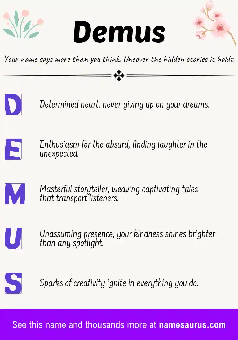 Acrostic poem about Demus.