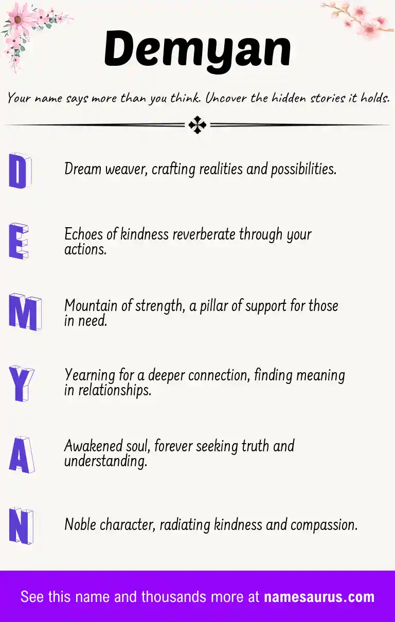 Acrostic poem about Demyan.