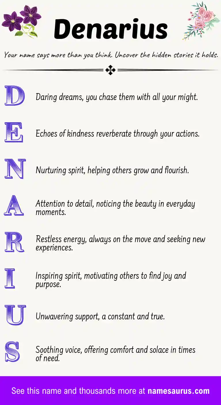 Acrostic poem about Denarius.