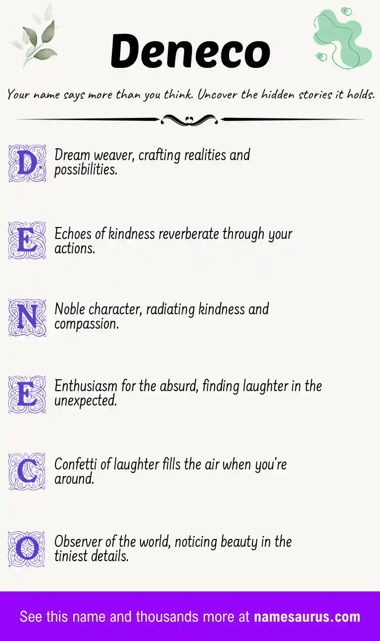 Acrostic poem about Deneco.
