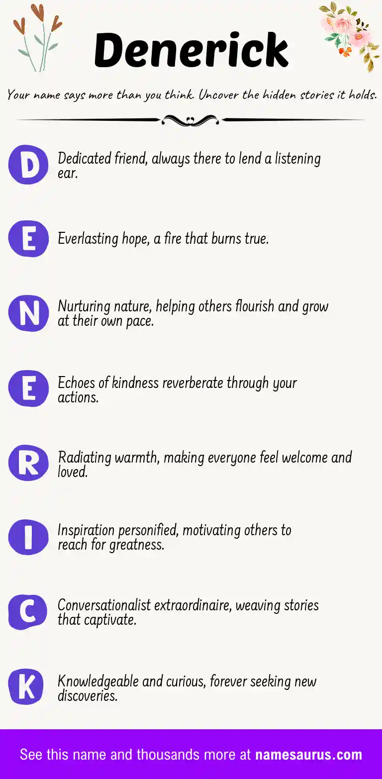 Acrostic poem about Denerick.