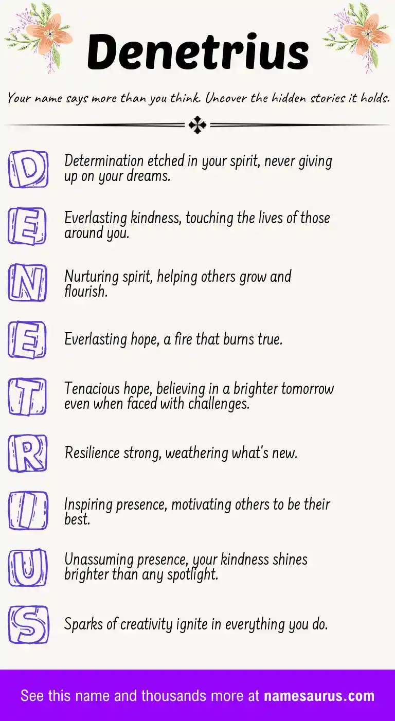 Acrostic poem about Denetrius.