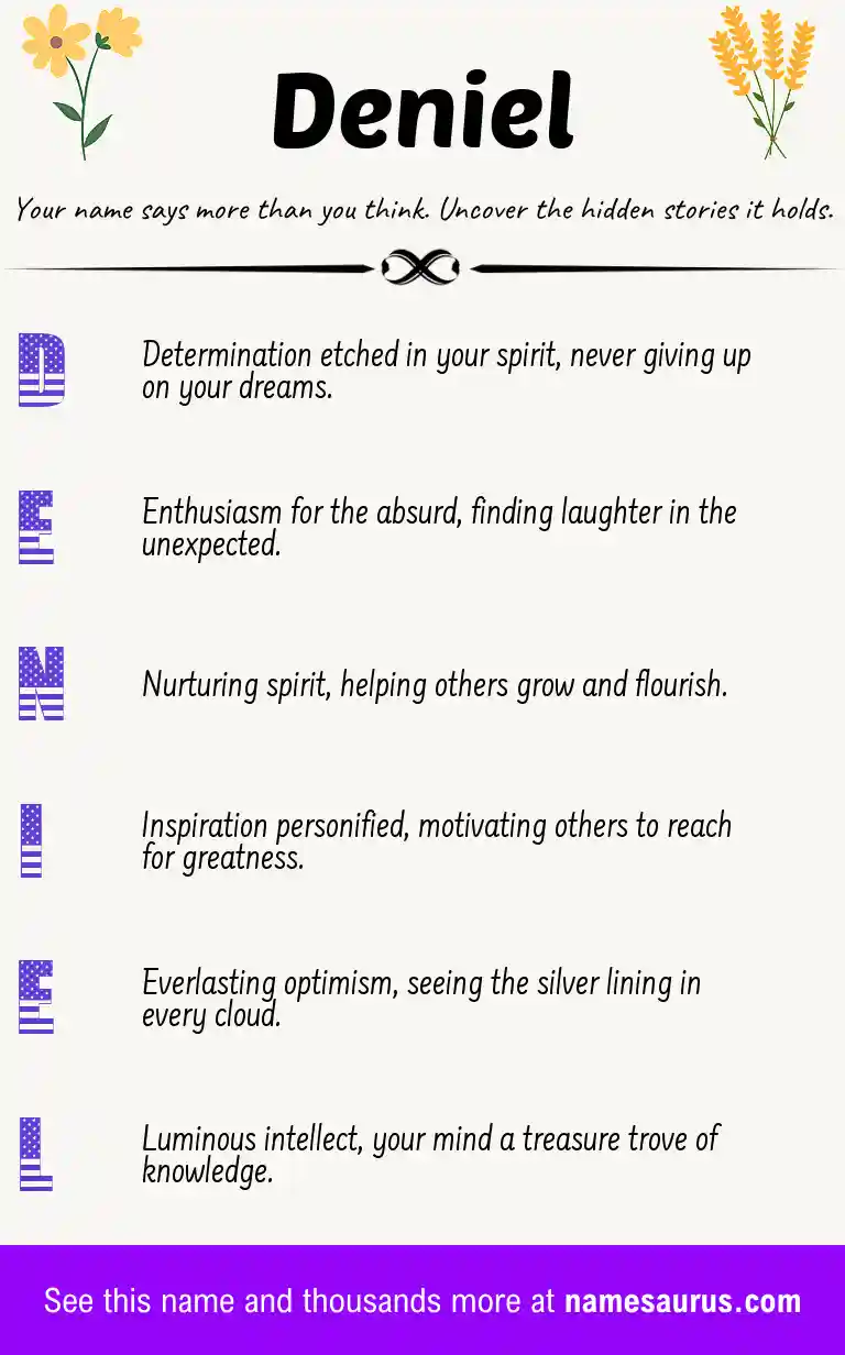 Acrostic poem about Deniel.