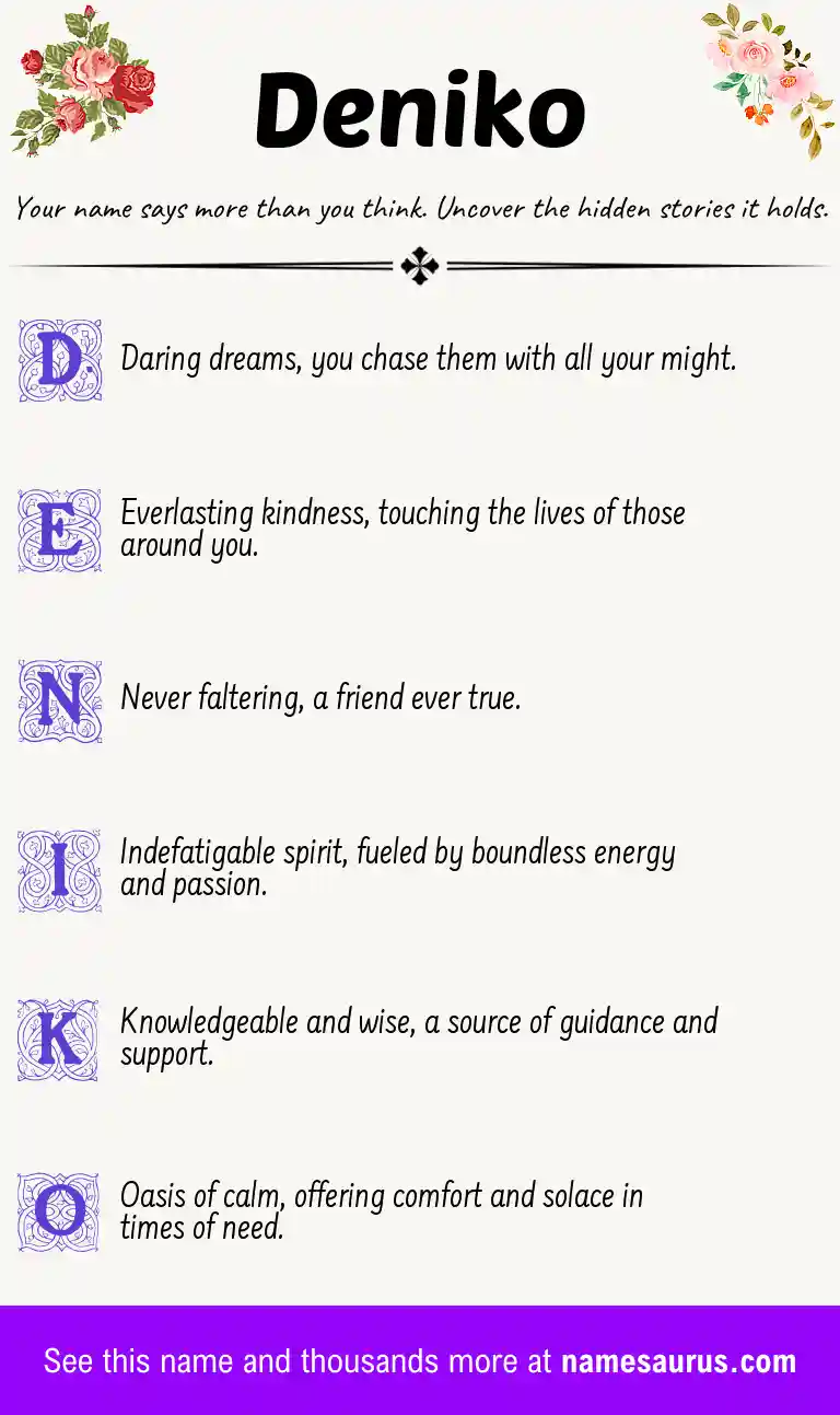 Acrostic poem about Deniko.