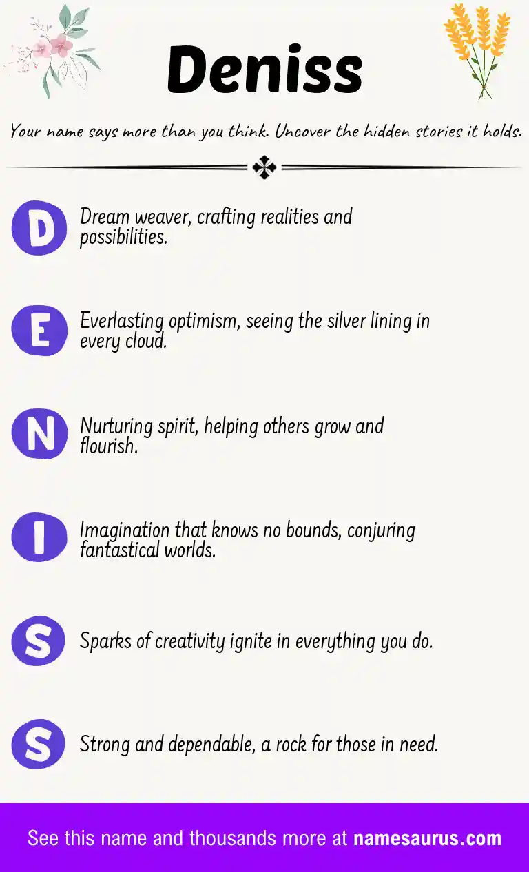 Acrostic poem about Deniss.