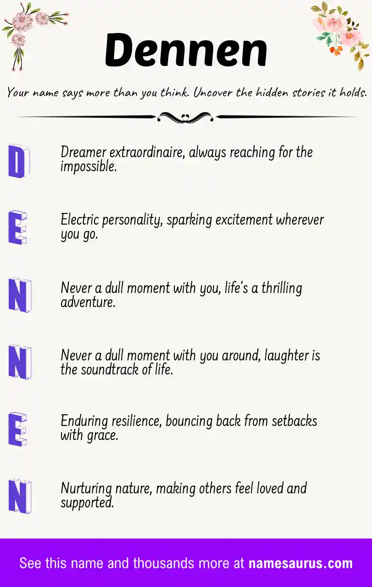 Acrostic poem about Dennen.