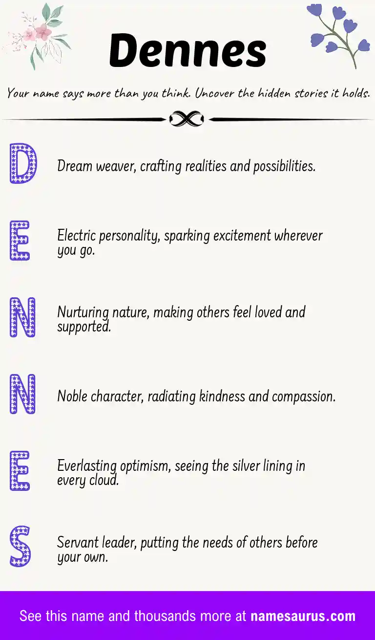 Acrostic poem about Dennes.