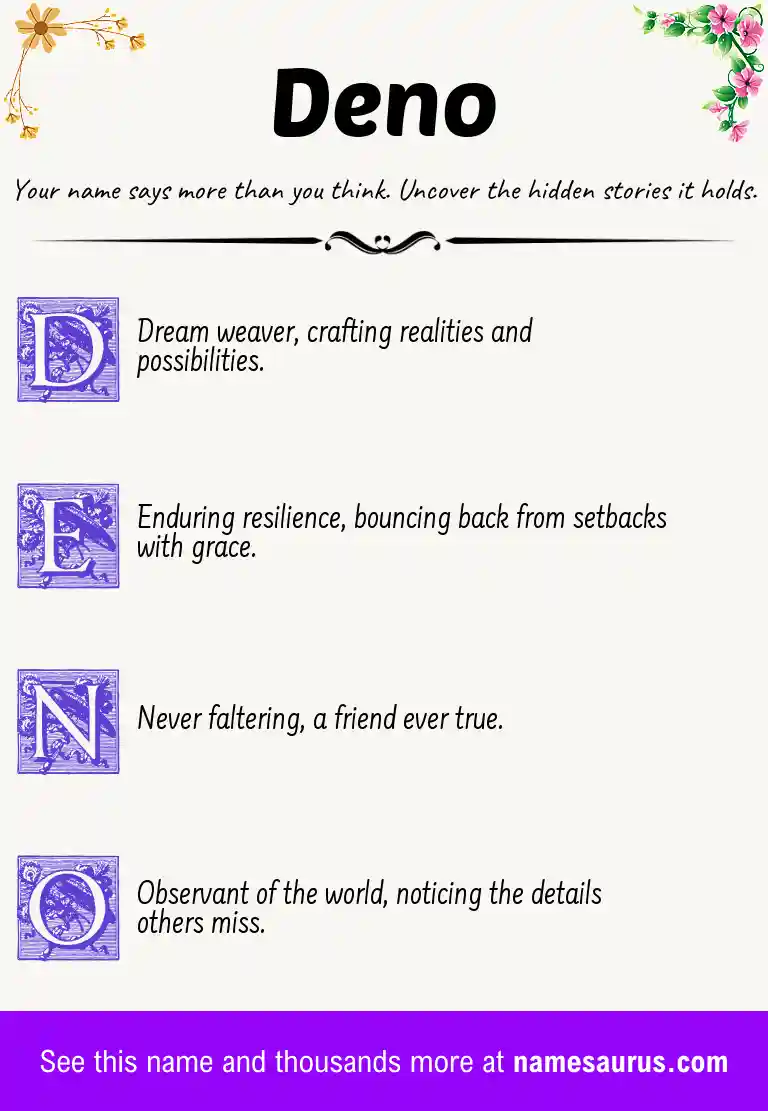 Acrostic poem about Deno.