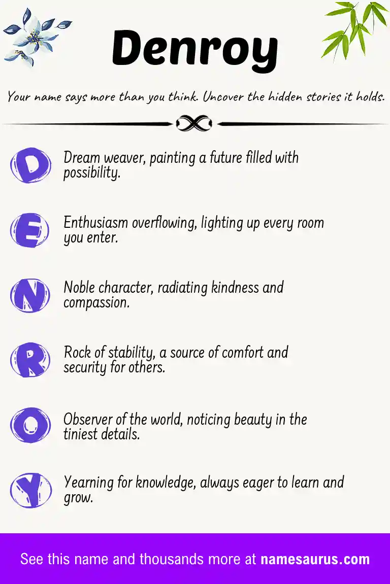 Acrostic poem about Denroy.