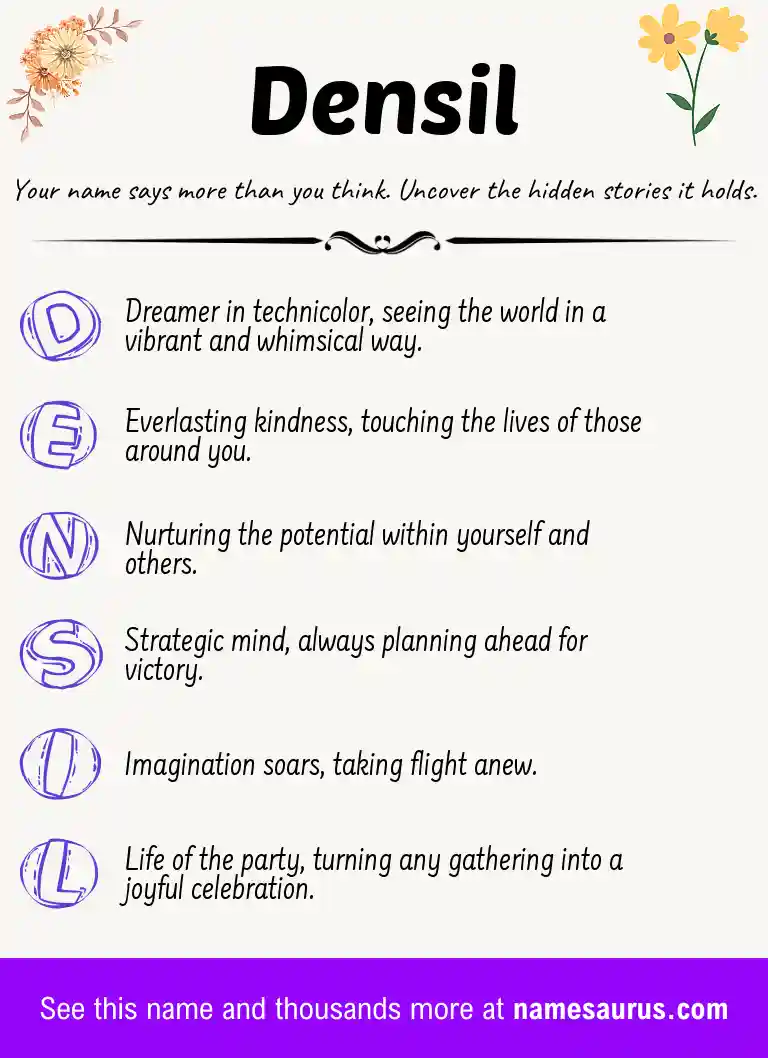 Acrostic poem about Densil.